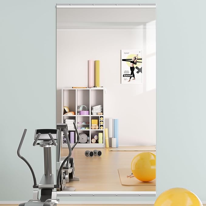 Hasipu Home Gym Mirror 79" L x 36" W - 1PC Large Full Body Mirror for Yoga, Wall-Mounted Mirrors for Fitness, Garage, Dance Studio, 0.16in Tempered Glass Frameless-StrideForce Fitness