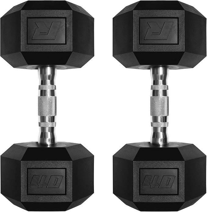 RitFit 5-650 LBS PVC Encased Hex Dumbbell Sets with Optional Rack for Home Gym, Hand weight with Chrome Handle for Strength Training, Workouts-StrideForce Fitness