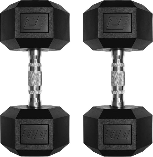 RitFit 5-650 LBS PVC Encased Hex Dumbbell Sets with Optional Rack for Home Gym, Hand weight with Chrome Handle for Strength Training, Workouts-StrideForce Fitness
