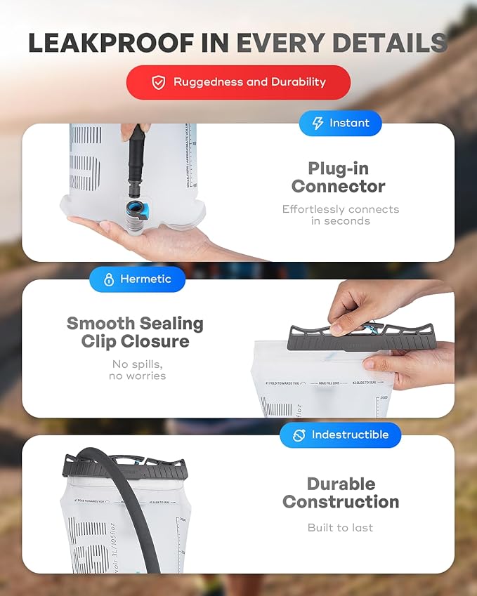 UTOBEST Hydration Bladder,TPU Water Bladder,Water Bladder for Hiking Backpack,BPA Free,Wide Opening,Leak-Proof,Water Reservoir for Hiking Cycling Camping Running-StrideForce Fitness