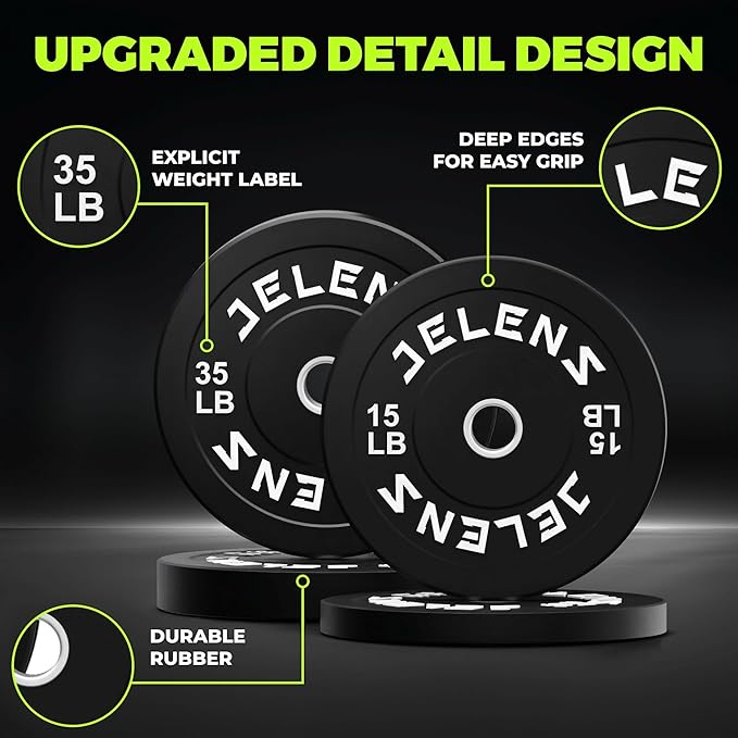 Olympic Barbell Weight Plates Set, 2-Inch Black/Colored Rubber Bumper Plate Weight Set for Strength Training and Weightlifting, Multiple Options-StrideForce Fitness