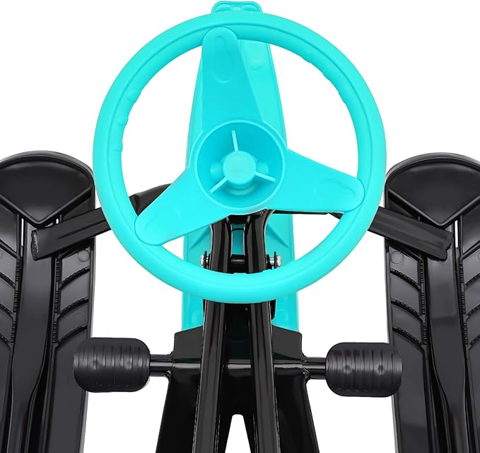 Sleds for Snow, Portable Snow Racer Winter Ski Sled Snow Sled W/Steering Wheel, Outdoor Ski Sled Slider Board for 3-15 Years Kids, Toboggan Pulling Boat Seat Sled for Ice Skating-StrideForce Fitness