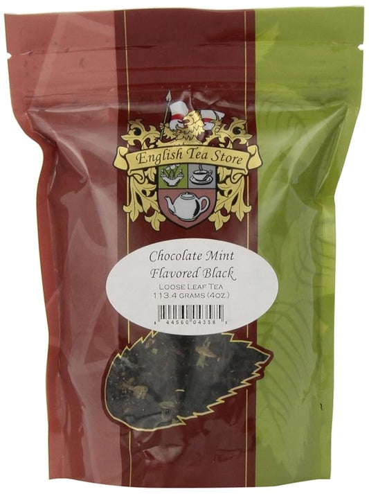 English Tea Store Chocolate Mint Flavored Black Loose Leaf Tea Pouches - 4oz | Ceylon Black Tea Blend with Rich Chocolate and Cool Mint Notes | Refreshing Hot or Iced Tea-StrideForce Fitness