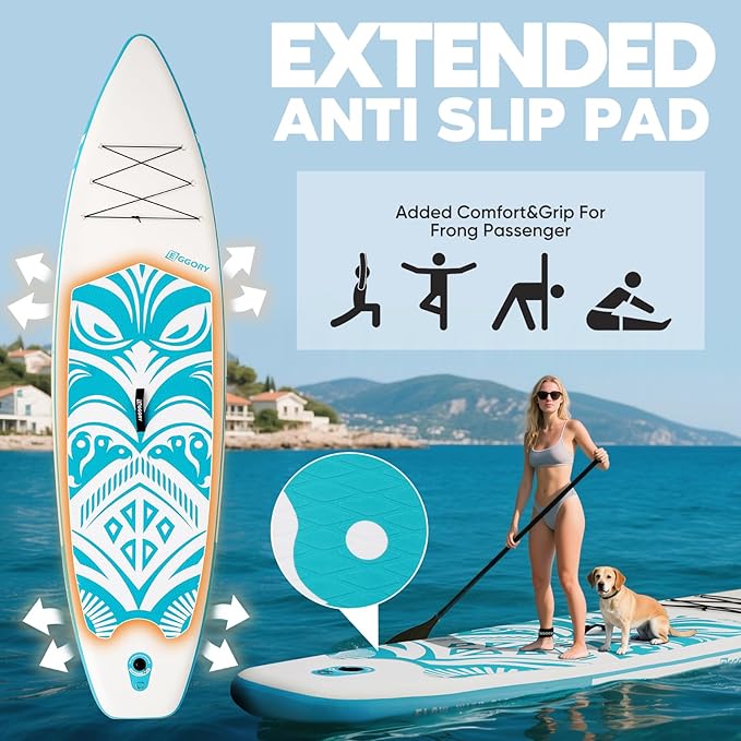 Inflatable Paddle Board,Stand Up Paddle Board Set, Extra Wide SUP Board with Removable Fin, Floating Paddle, Hand Pump, Waterproof Phone Pouch,Traveling Board-StrideForce Fitness