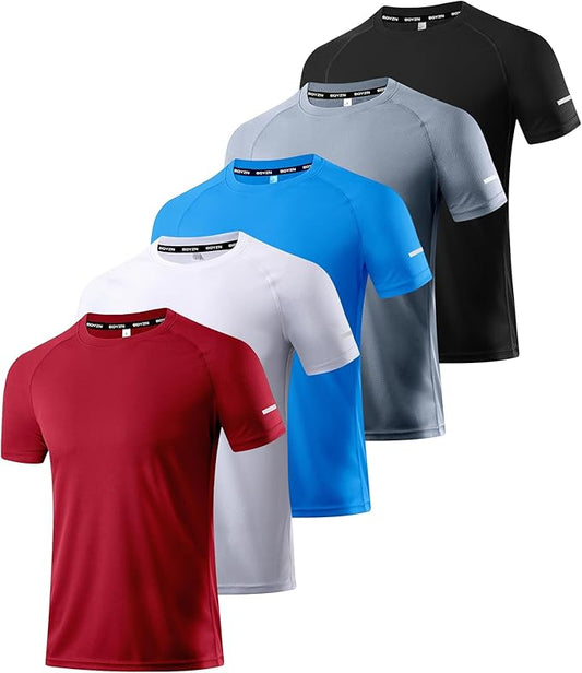 Boyzn 1, 3, 5 or 7 Pack Men's Workout Running Shirts, Dry Fit Moisture Wicking T-Shirt, Gym Athletic Short Sleeve Tee Shirts-StrideForce Fitness