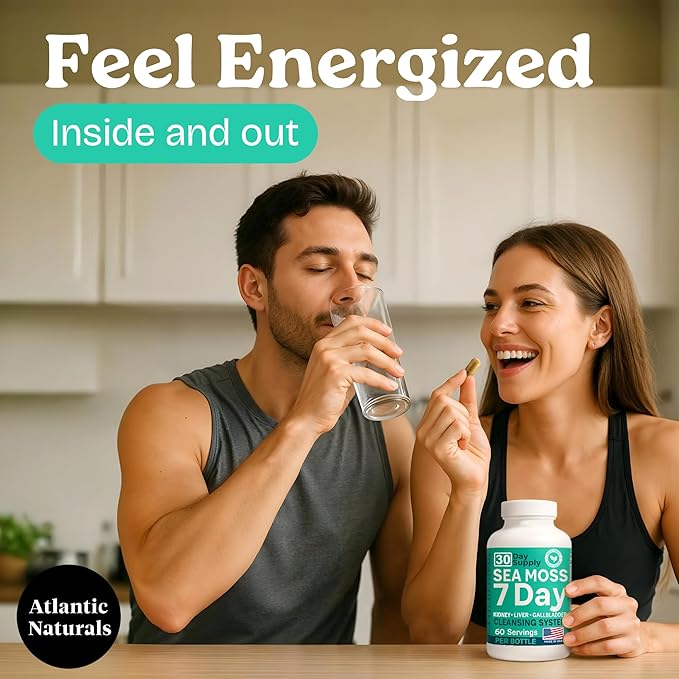 Atlantic Naturals Sea Moss Capsules – 7 Day Herbal Blend for Liver & Gallbladder Wellness – with Dandelion Root, Milk Thistle, Burdock Root, Red Clover & Chanca Piedra – 180 Count Sea Moss Capsules-StrideForce Fitness