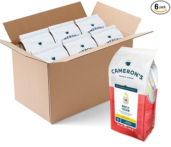 Cameron's Coffee Roasted Ground Coffee Bag, Maple Cream 12 Ounce, Pack of 6-StrideForce Fitness
