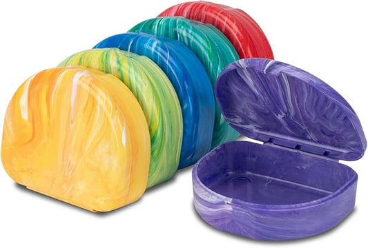 Practicon Marble Retainer Cases, Clear Aligner Case, Dental Orthodontic Retainer Boxes, Mouth Guard Holder, 6 Pack