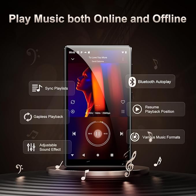 96GB MP3 Player with Bluetooth WiFi, Android 13 OS MP3 & MP4 Players with 5" IPS HD Touchscreen and Speaker, 4GB RAM & 32GB ROM, 2500mAh Music Player with Spotify, Play Store-StrideForce Fitness