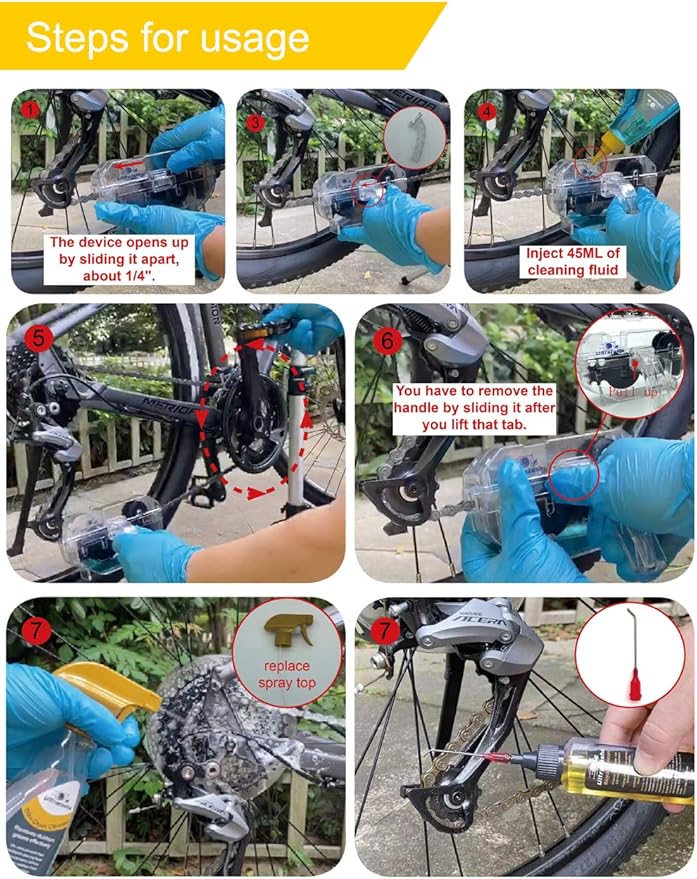 Bike Cleaner kit to Clean/Protect/Lube Bicycle,with Chain Scrubber,Cleaning Brush Tool,Bike Cleaner(19oz),Degreaser(10or19oz),Wet Lubricant(2oz)-StrideForce Fitness