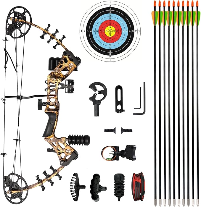 Youth Compound Bow Set 15-45 Lbs for Teens and Beginner, Package with Archery Hunting Equipment, Max Speed 260fps, Adjustable, Right Hand-StrideForce Fitness
