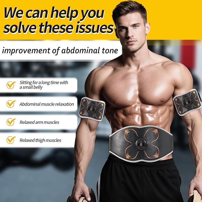 Electronic Muscle Stimulator, Abs Stimulator Muscle Toner for Abdomen/Arm/Leg, Strength Training Equipment for Men and Women-StrideForce Fitness