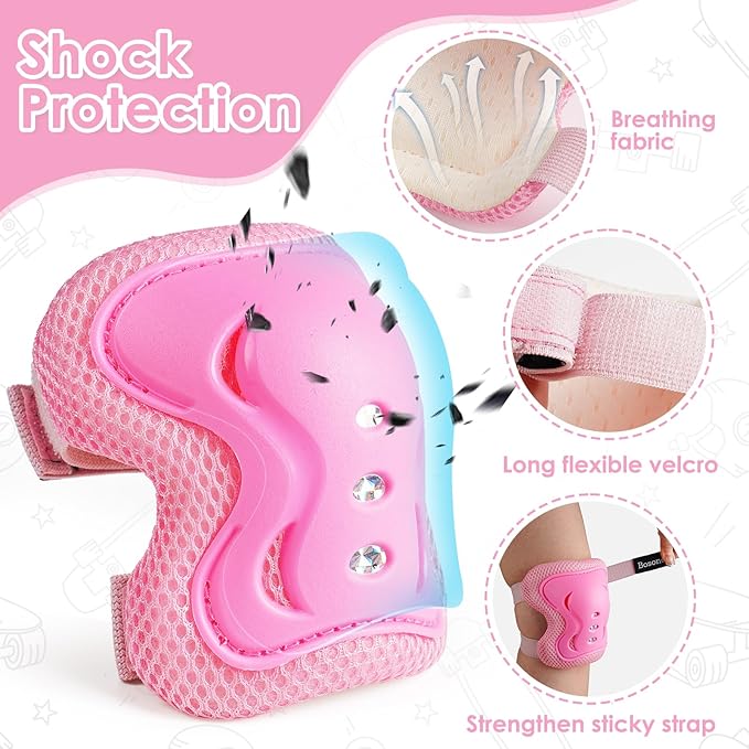 BOSONER Kids/Youth Knee Pad Elbow Pads Guards Protective Gear Set for Roller Skates Cycling BMX Bike Skateboard Inline Skatings Scooter Riding Sports-StrideForce Fitness