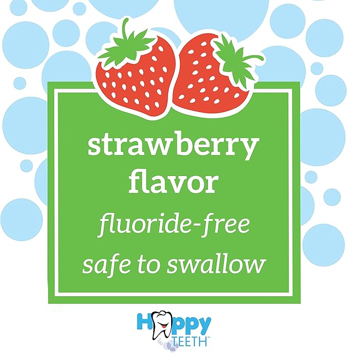 Dr. Brown's 100% Silicone Baby Finger Toothbrush and Toothpaste Set, 2-Pack Toothbrush with Storage Case, Fluoride-Free Strawberry Toddler Toothpaste, Gray & Yellow