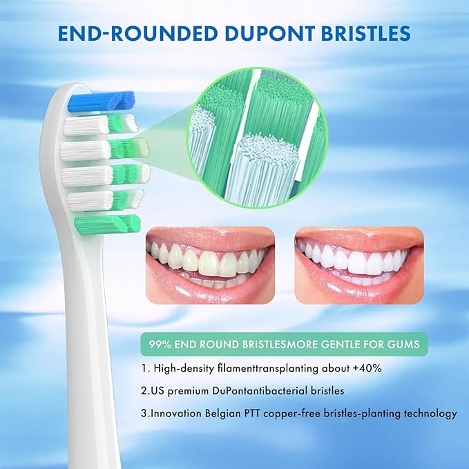 Replacement Toothbrush Heads Compatible with Philips Sonicare：10 Pack Soft Replacement Electric Brush Head for 4100 5100 6100 HX9023/65 W Optimal Plaque Control Snap-on System