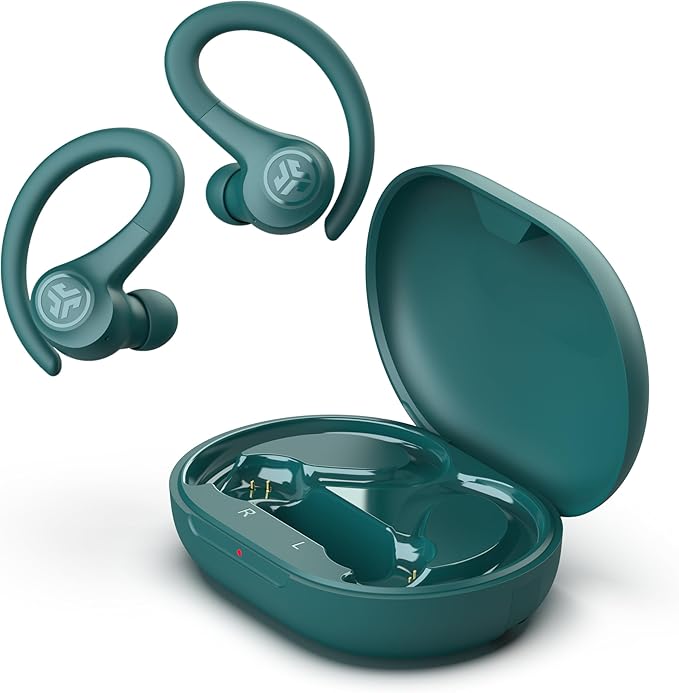 JLab Go Sport+ Wireless Workout Earbuds Featuring C3 Clear Calling, Secure Earhook Sport Design, 35+ Hour Bluetooth Playtime, and 3 EQ Sound Settings (Teal)-StrideForce Fitness