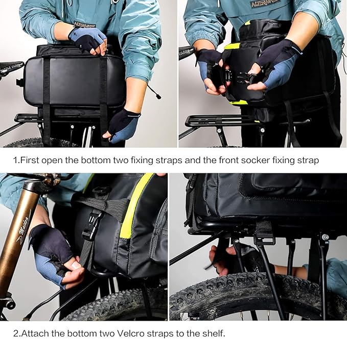 Rhinowalk Bike Bag Bike Trunk Bag Bike Pannier Bag,(for Bicycle Cargo Rack Saddle Bag Shoulder Bag Laptop Pannier Rack Bicycle Bag Professional Cycling Accessories)-StrideForce Fitness