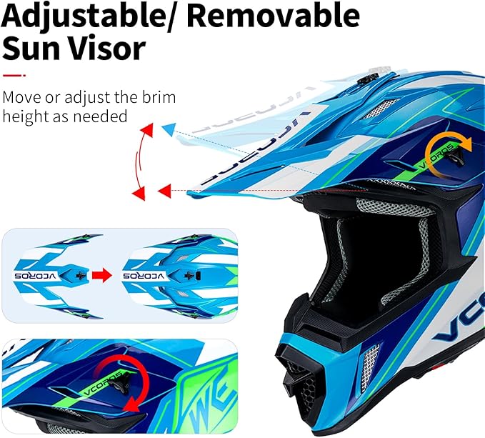 VCOROS H637 Adult Motocross Helmets ATV Dirtbike BMX MX Offroad Adventure UTV Helmets DOT Approved-StrideForce Fitness