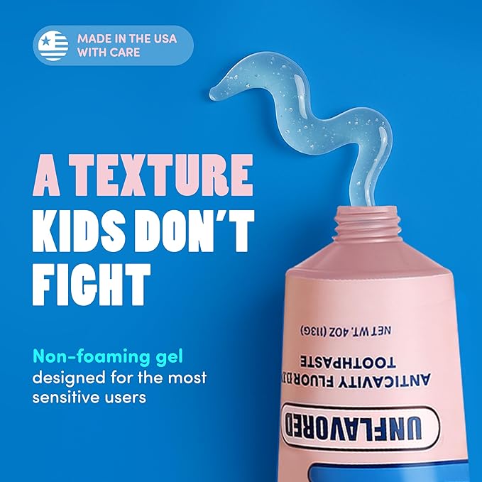 Dr. Bob Unflavored Anticavity Fluoride Toothpaste for Kids, Dentist-Recommended Toothpaste Gel with Xylitol for Sensitive Teeth, SLS-Free, Children and Adult Oral Care, 4 oz., 1-Pack