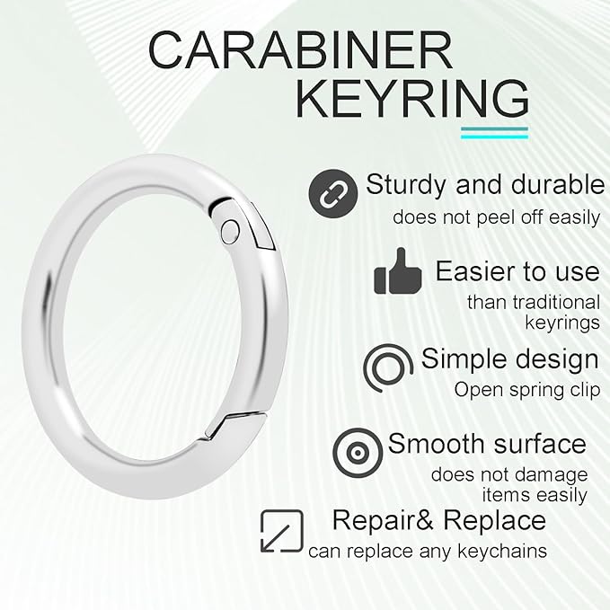 10Pack 1-1/4" Trigger Spring O Rings, Metal Round Carabiner Clip Snap Hook, Spring Keyring Buckles for Replacement Purse Strap, Paracord Lanyard Clips, Keychain Rings Hardware DIY Crafts Making-StrideForce Fitness