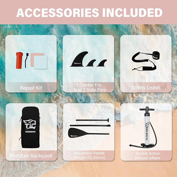 11'6"/11'/10' Inflatable Paddle Board with Complete Accessories, Versatile Premium Paddle Boards for Adults/Youth, Stand Up Paddle Board Polar/Wave/Sunny Wave Collection-StrideForce Fitness