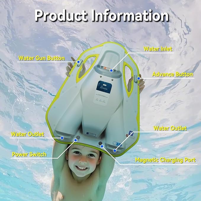 Electric Swimming Kickboard for Kids – 2-in-1 Water Jet & Propeller, Water Scooter Float Board for Swim Training, 6.1kgf Thrust, 24V/4.6Ah Battery, 45 Min Runtime, Load 198 lbs, Summer Pool Toy-StrideForce Fitness