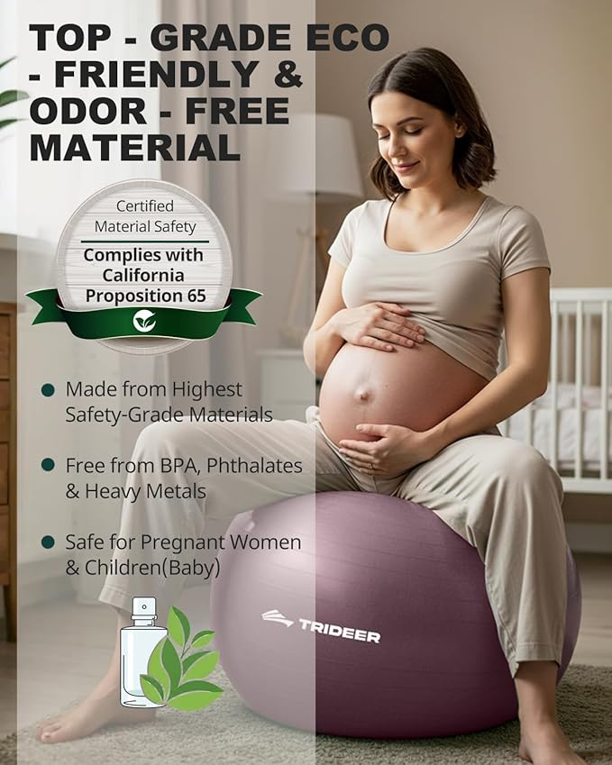 Trideer Yoga Ball – Anti-Burst Exercise Ball for Pregnancy, Office, Birthing, Stretching & Core Workout – Home Gym & Therapy-StrideForce Fitness