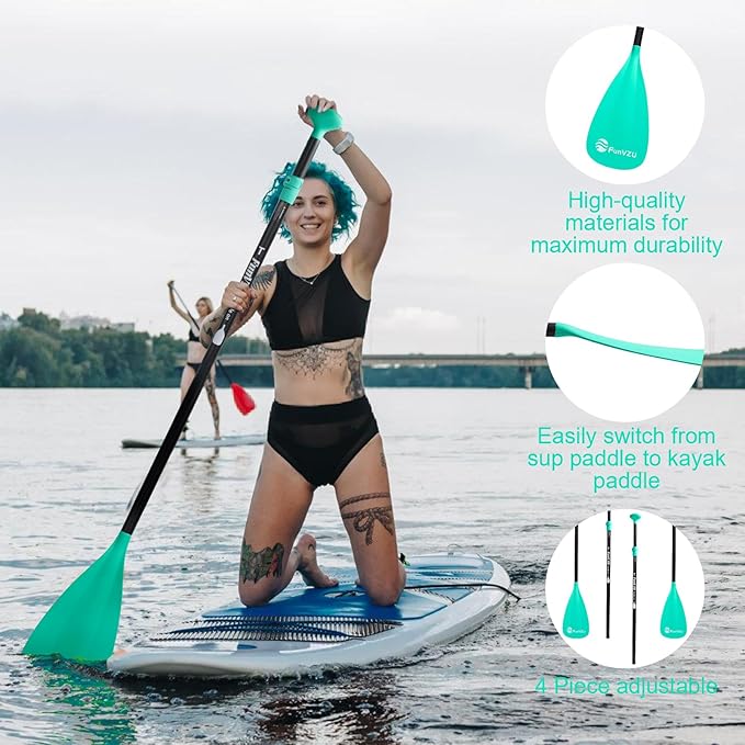 SUP Paddle, Stand Up Paddle Board Paddle Lightweight Adjustable 4-Piece Aluminium Kayak Paddles, Unique Lock Design Floating Alloy Shaft Paddle for Paddle Board-StrideForce Fitness