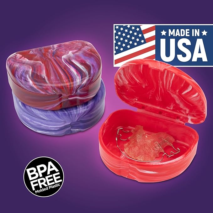 Practicon Marble Retainer Cases, Orthodontic Aligner Case, Mouth Guard Holder (3 Pack) (Wild Berry)