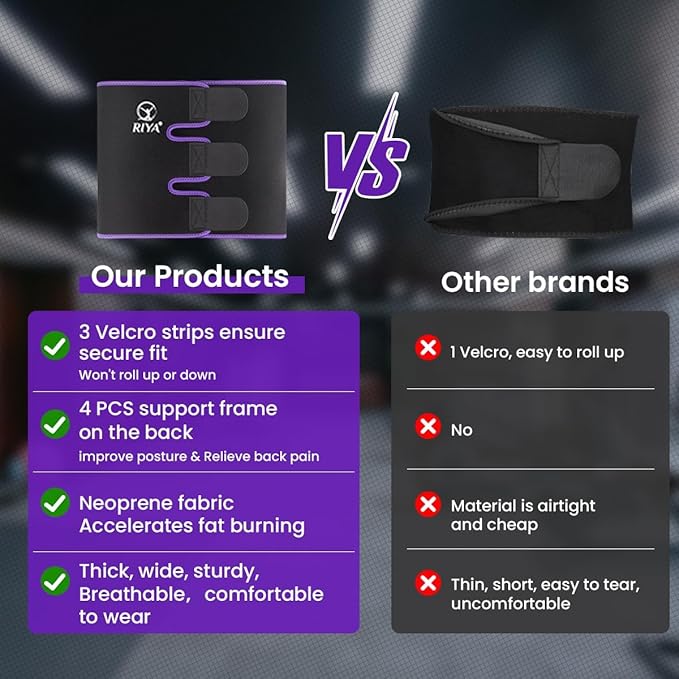 RIYA Waist Trimmer Sweat Waist Trainer for Women and Men Waist Sweat Belt Band Belly Stomach Wrap-StrideForce Fitness