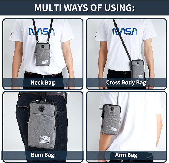 Cell Phone Purse Waist Pack Bag Travel Crossbody Bag Wristband Sport Armband Wallet with Removable Shoulder Strap (Navy Blue)-StrideForce Fitness