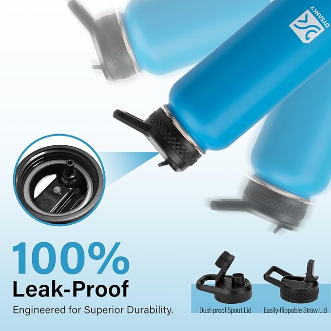 Insulated Water Bottle | Thickened Stainless Steel Vacuum Metal | Portable Sports Water Jug for Gym and Hiking with Straw, Carrier Bag, Handle Strap | BPA-Free 32 oz-StrideForce Fitness