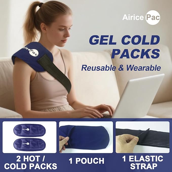 Reusable Hot and Cold Ice Packs, 3-Piece Set, Adjustable Gel Wraps for Back, Knees, Shoulders, Arms and Legs-StrideForce Fitness