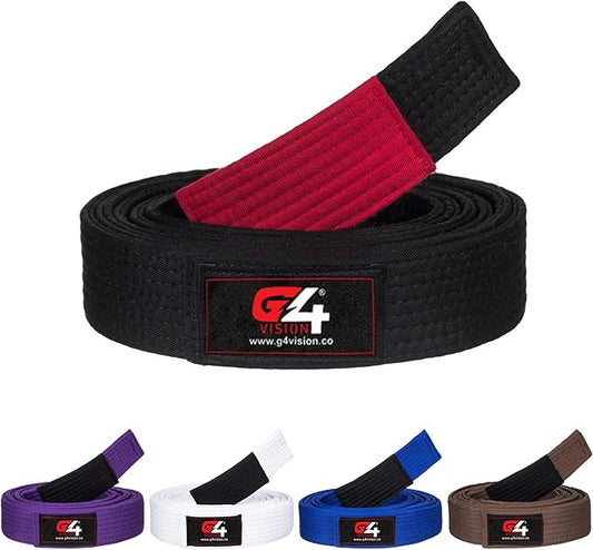 G4 VISION Jiu Jitsu Belt BJJ Belts Brazilian Adult A1 A2 A3 A4 Black Brown Purple Blue White-StrideForce Fitness