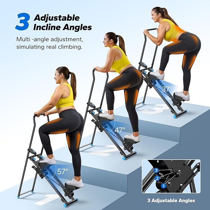MERACH Stair Stepper for Home Gym Exercise, New Version Stairmaster for Full-Body Workout, Compact Folding Stair Climber with Extended Step Range, Adjustable Handlebar/Pedal-StrideForce Fitness