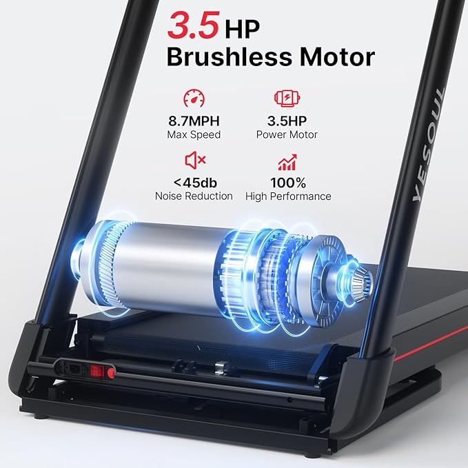 Yesoul Walking Treadmill for Seniors with Long Handrails – 4 Major Safety Protections, Emergency Stop Button, Treadmill for Home 300 lbs Capacity, Recovery Walking Machine with LED Display-StrideForce Fitness