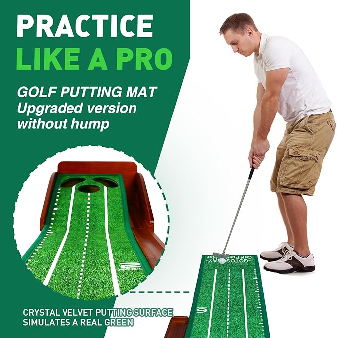 Putting Green Indoor,Golf Putting mat with Auto Ball Return – Premium Golf Putting Mat for Home, Office, or Outdoors – Perfect Golf Gift for Men & Women, Practice Anywhere-StrideForce Fitness