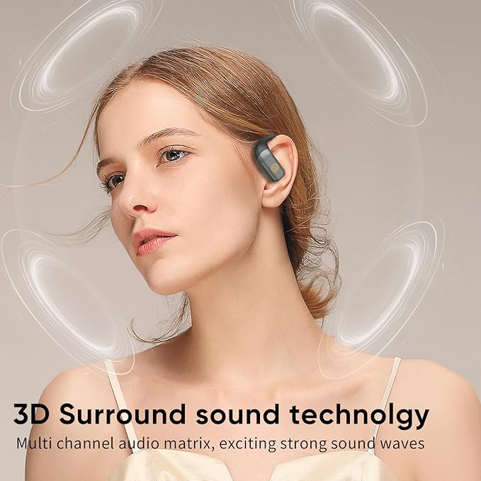 BUGANi Open Ear Headphones Wireless Earbuds,5.4 Bluetooth Headphones, IPX5 Waterproof Ear Buds for Running Workout Cycling Gift (White)-StrideForce Fitness