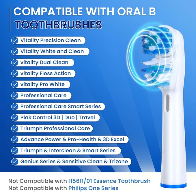 Replacement Brush Heads Compatible with Oral B- Double Clean Design, Double Clean Brush Heads, Compatible with Braun Oral-B Dual Clean Electric Toothbrush - Pack of 4
