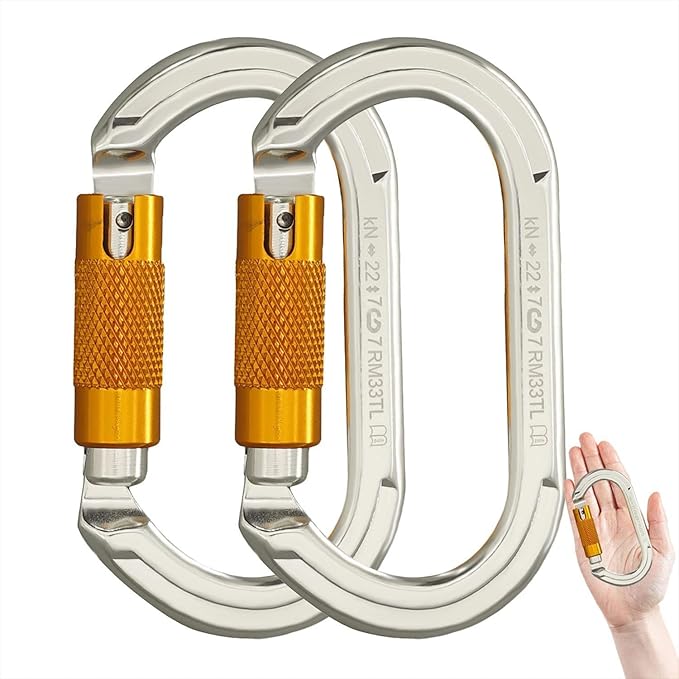 SOB Auto Locking Climbing Carabiner Clips,Heavy Duty Asymmetrical Carabiner Connector Used for Rappelling Gear Rescue Outdoor Projects Dog Leash-StrideForce Fitness
