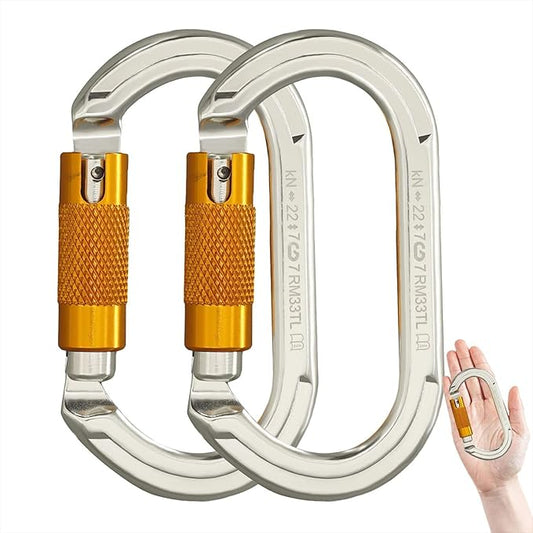 SOB Auto Locking Climbing Carabiner Clips,Heavy Duty Asymmetrical Carabiner Connector Used for Rappelling Gear Rescue Outdoor Projects Dog Leash-StrideForce Fitness