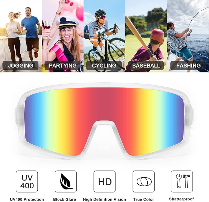 Karsaer Vision Sports Sunglasses Cycling Glasses Baseball Softball Sunglasses Unisex for Adult Youth Kids Boys Girls 8-16-StrideForce Fitness