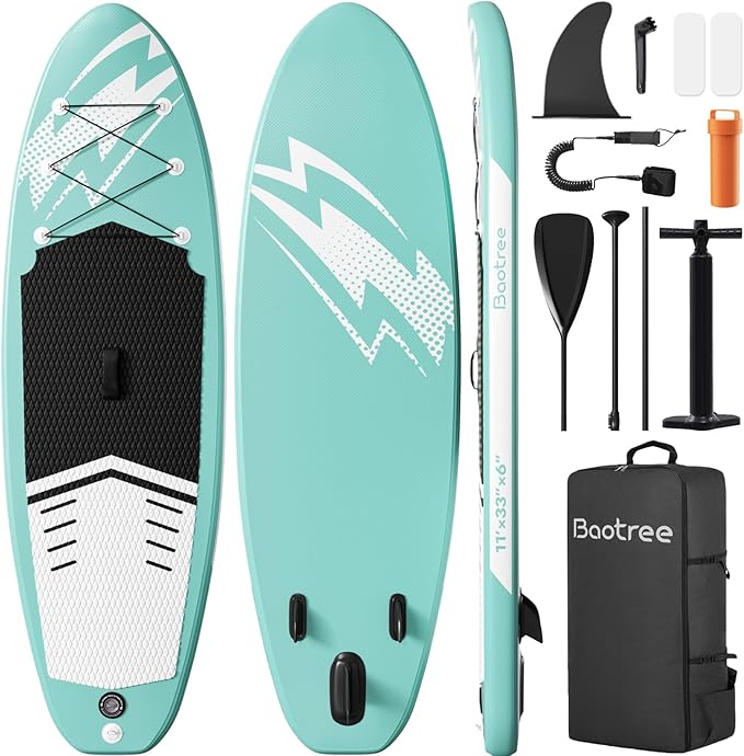Inflatable Stand Up Paddle Board (6'' Thick) - Premium SUP Board with Durable SUP Accessories & Non-Slip Deck | Includes Paddle Pump & Backpack | for Adults/Youth-StrideForce Fitness