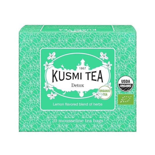 Kusmi Tea - Detox - Organic Blend of Green Tea, Mate & Lemon - Lemongrass, Rose Hip and Lemon Flavours - Enjoy Hot or Iced - Exotic Infusion Perfect for Tea Lovers - 20 Tea Bags-StrideForce Fitness
