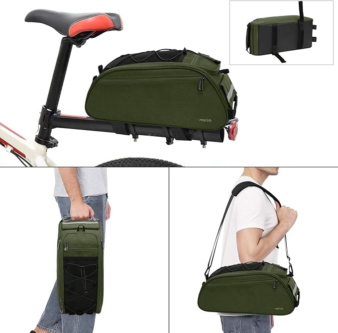 MOSISO Bike Rack Bag, Waterproof Bicycle Trunk Pannier Rear Seat Pouch Cycling Bike Carrier Backseat Storage Luggage Saddle Shoulder Bag-StrideForce Fitness