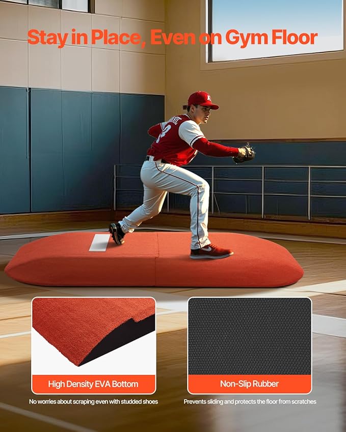 VEVOR Pitching Mound, Baseball Game Mound, Indoor/Outdoor Pitching Practice and Training Equipment, Softball Pitching Aids with Antifade Turf and Pitching Rubber-StrideForce Fitness