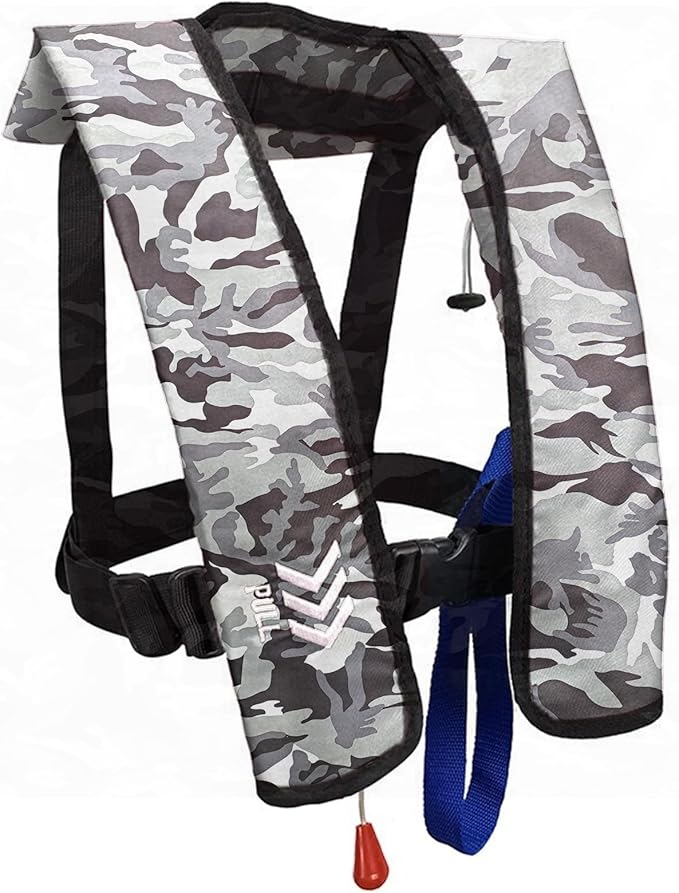 Manual Inflatable Life Jacket|Life Vest for Adults|PFD Low Profile|Supports up to 330 lbs(YSH700)-StrideForce Fitness