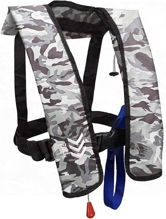 Manual Inflatable Life Jacket|Life Vest for Adults|PFD Low Profile|Supports up to 330 lbs(YSH700)-StrideForce Fitness