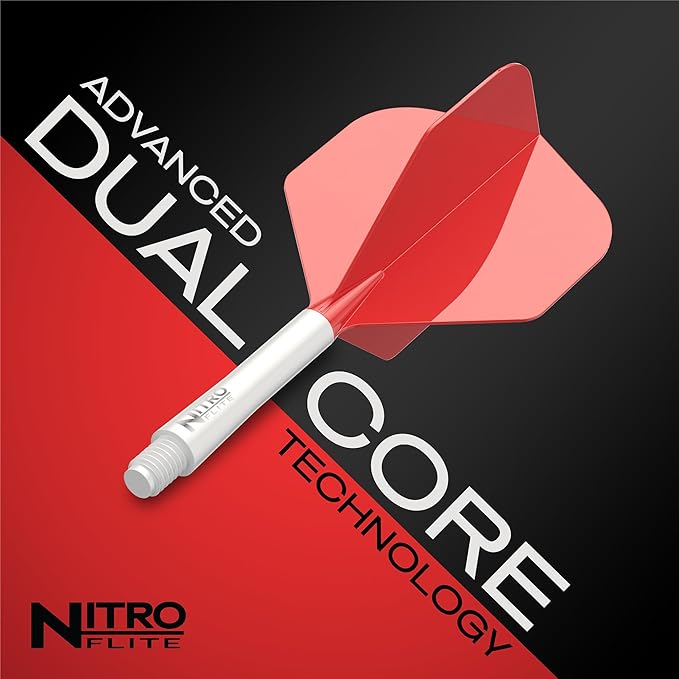 RED DRAGON Darts – Nitro Flite Integrated Flight & Shaft System – No.2 Shape and Design - Available in Short, Intermediate & Medium - Available in Variety of Colours - Professional Darts Accessories-StrideForce Fitness