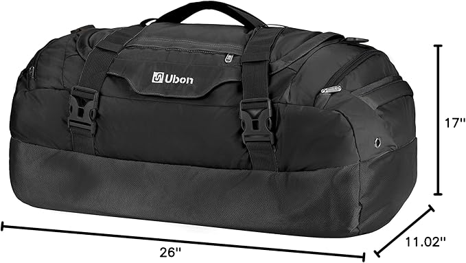 Ubon Large Duffel Bag Weekender Bags with Shoe Compartments 4-Way Sports Gym Backpack with Padded Straps Camping Traveling Duffle Bag-StrideForce Fitness